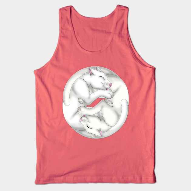 Yin-Yang Cats: White Tank Top by spyroid101